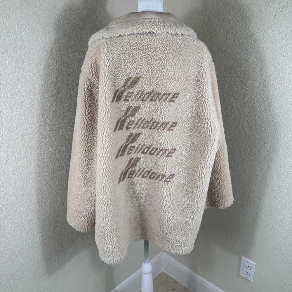 We11done Reversible Sherpa Faux Suede Coat Unisex OS Beige Streetwear Oversized - Picture 2 of 5